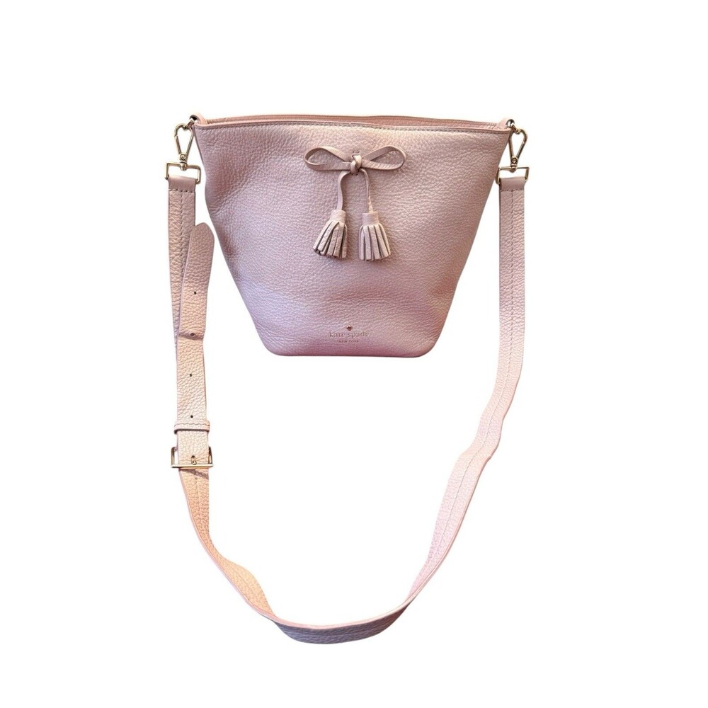 Kate Spade Hayes Street Vanessa Warm Vellum Pink Leather Bucket Crossbody Bag